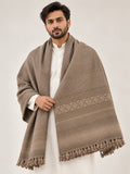 Silsila Wool Men's Shawl Self-Print Diamond Border