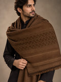 Miras Wool Men's Shawl Textured Geometric Border