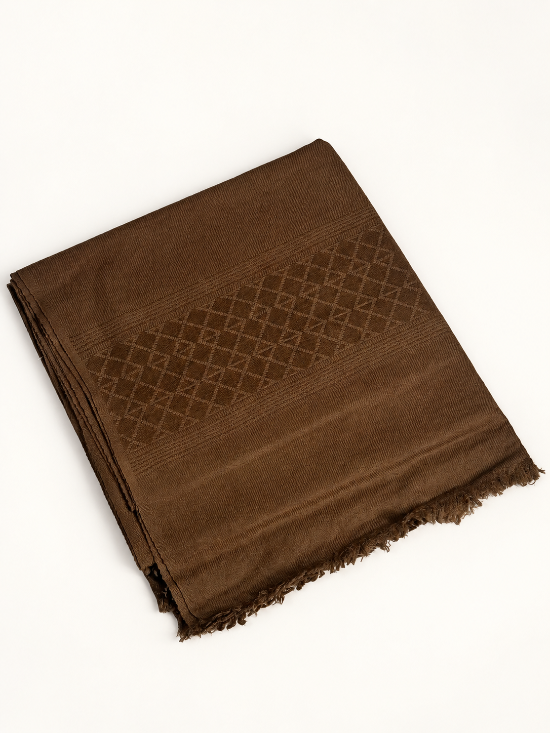 Miras Wool Men's Shawl Textured Geometric Border