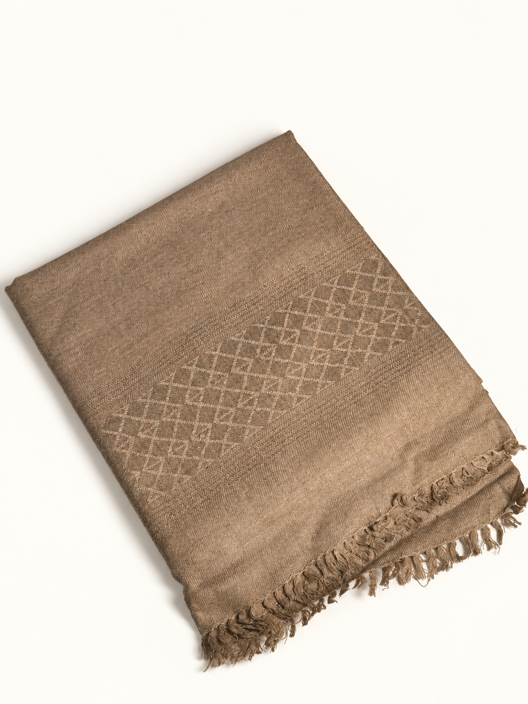Miras Wool Men's Shawl Textured Geometric Border