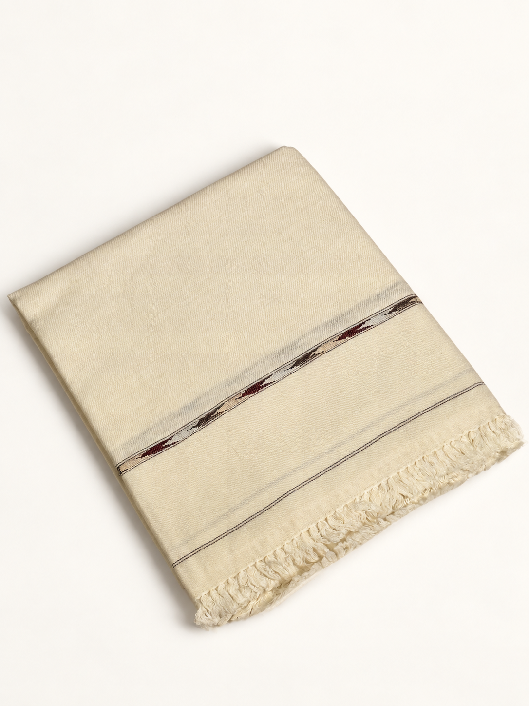 Wool Men's Shawl Heritage Stripe Border