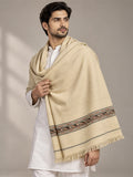 Naqqash Aks Wool Men's Shawl with Heritage Vine Border