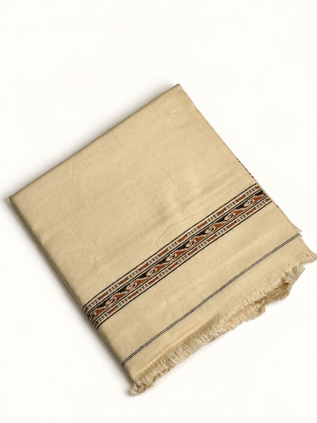 Naqqash Aks Wool Men's Shawl with Heritage Vine Border