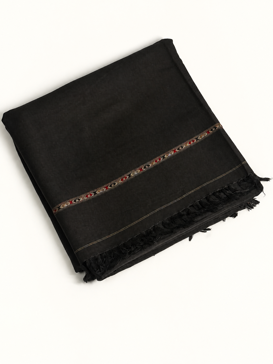 Tabeer Wool Men's Shawl with Traditional Motif Border