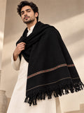 Aahang Wool Men's Shawl with Motif Border