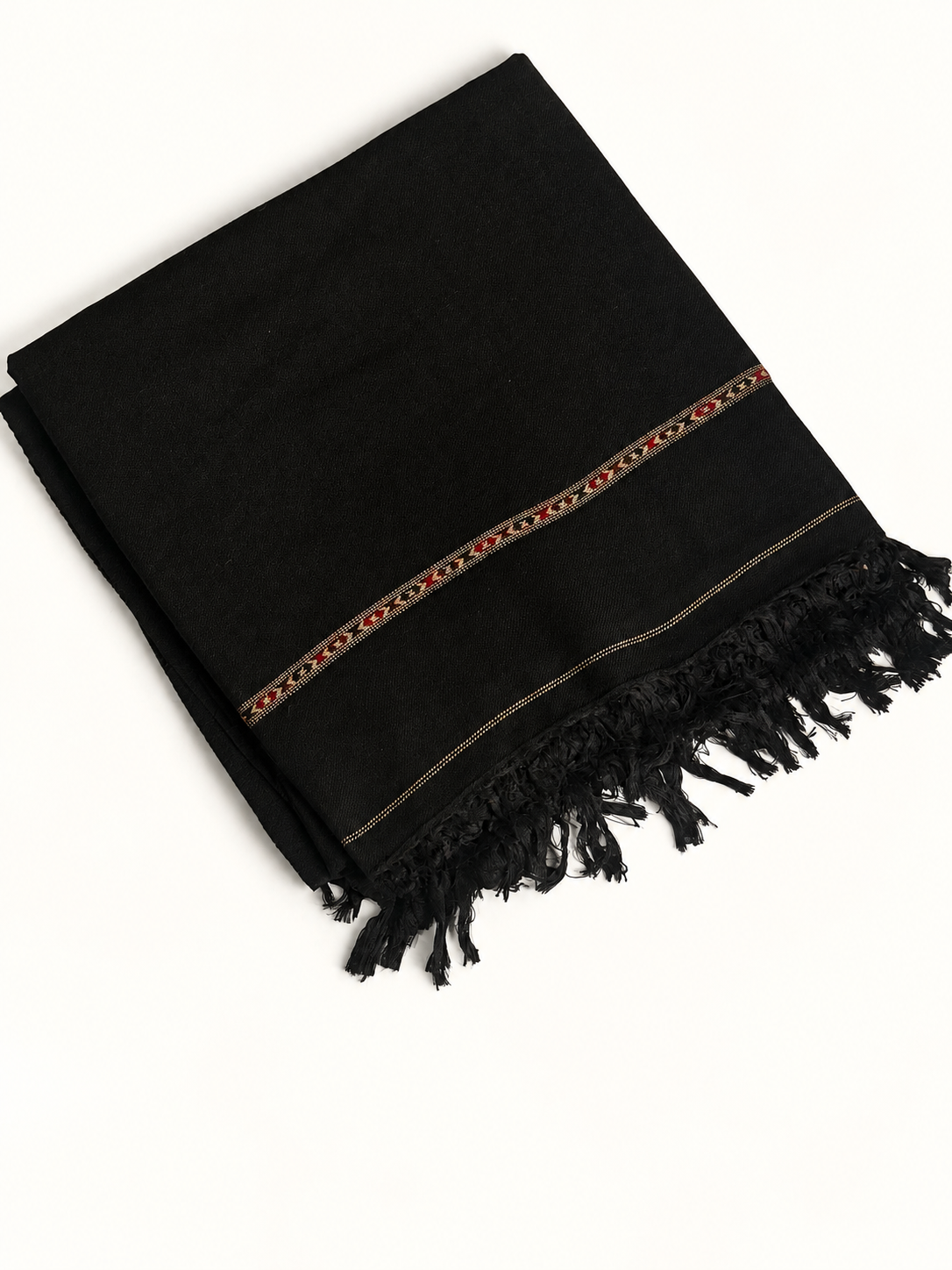 Aahang Wool Men's Shawl with Motif Border