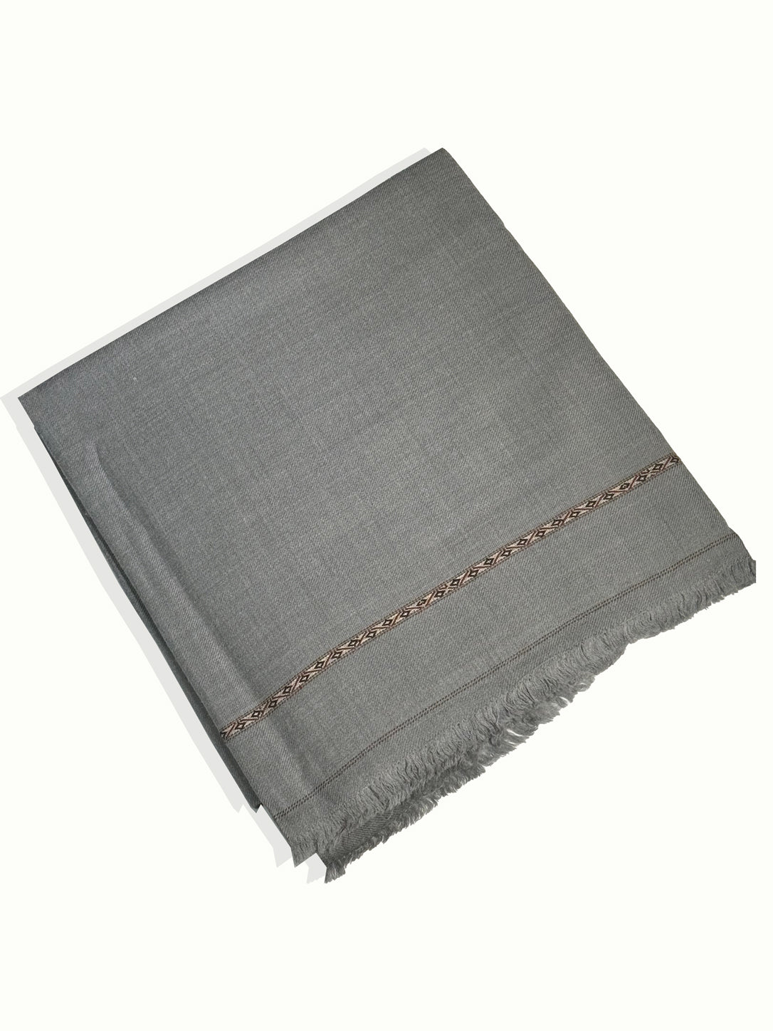 Hunar Men's Wool Shawl with Signature Geometric Border