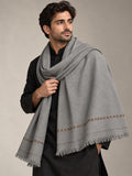 Hunar Men's Wool Shawl with Signature Geometric Border