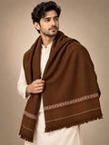 Qissa Men's Wool Shawl with Ornamental Woven Border