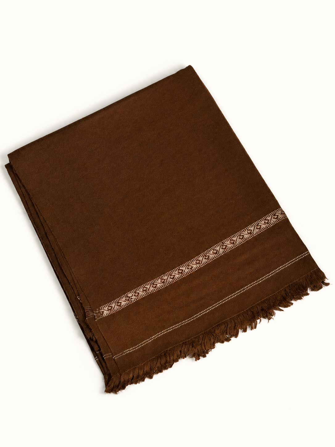 Qissa Men's Wool Shawl with Ornamental Woven Border