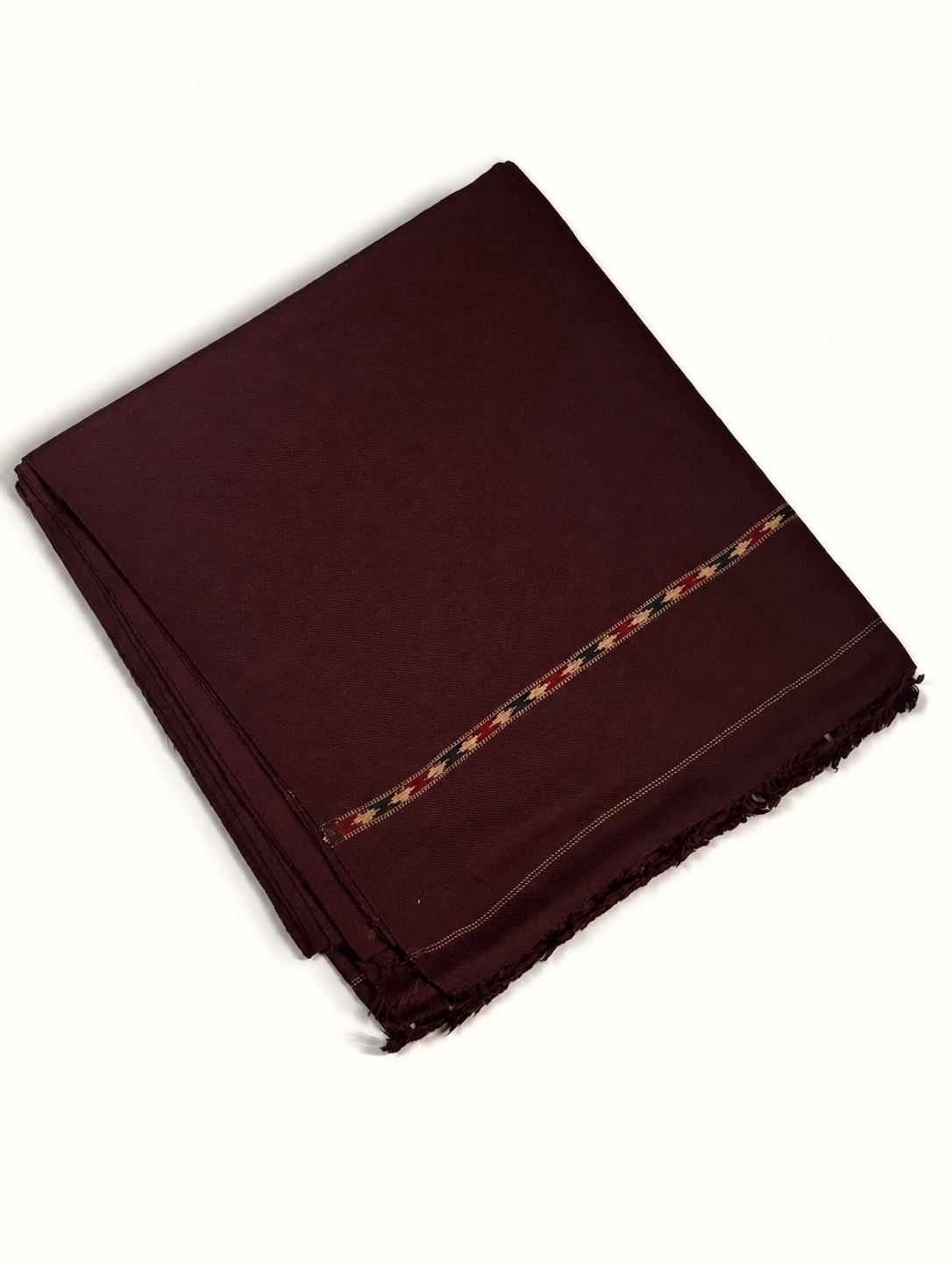 Mizaaj Men's Wool Shawl with Stripe Border
