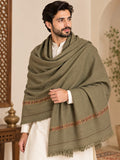 Gulraiz Men's Wool Shawl with Floral Motif Border