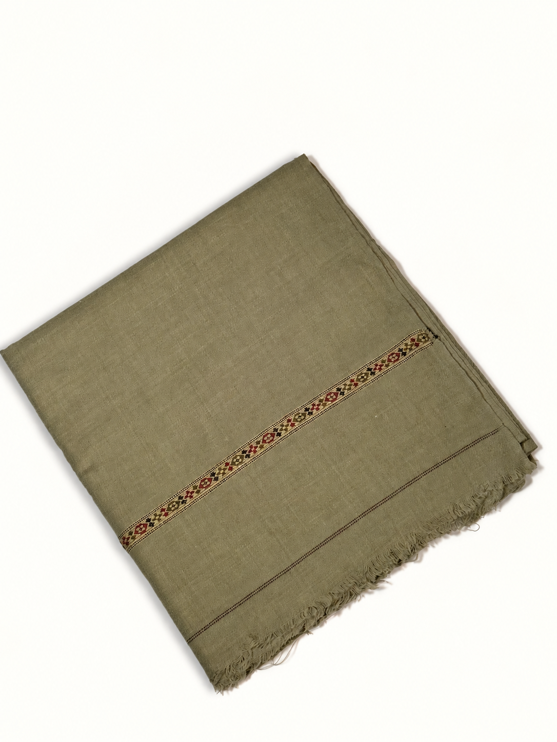 Gulraiz Men's Wool Shawl with Floral Motif Border