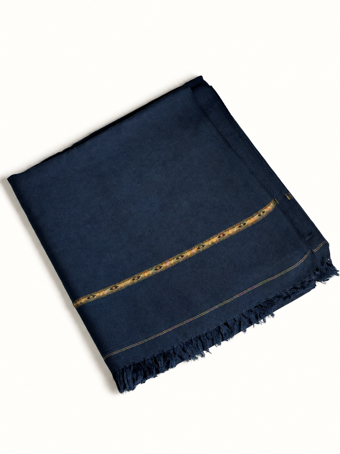 Zamaan Luxury Men's Wool Shawl with Golden Motif Border