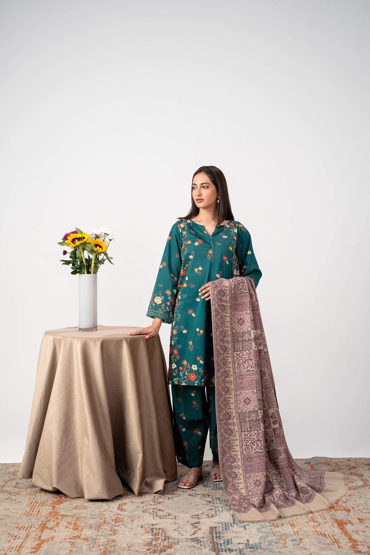 Dusty Mauve Pashmina Kani Shawl