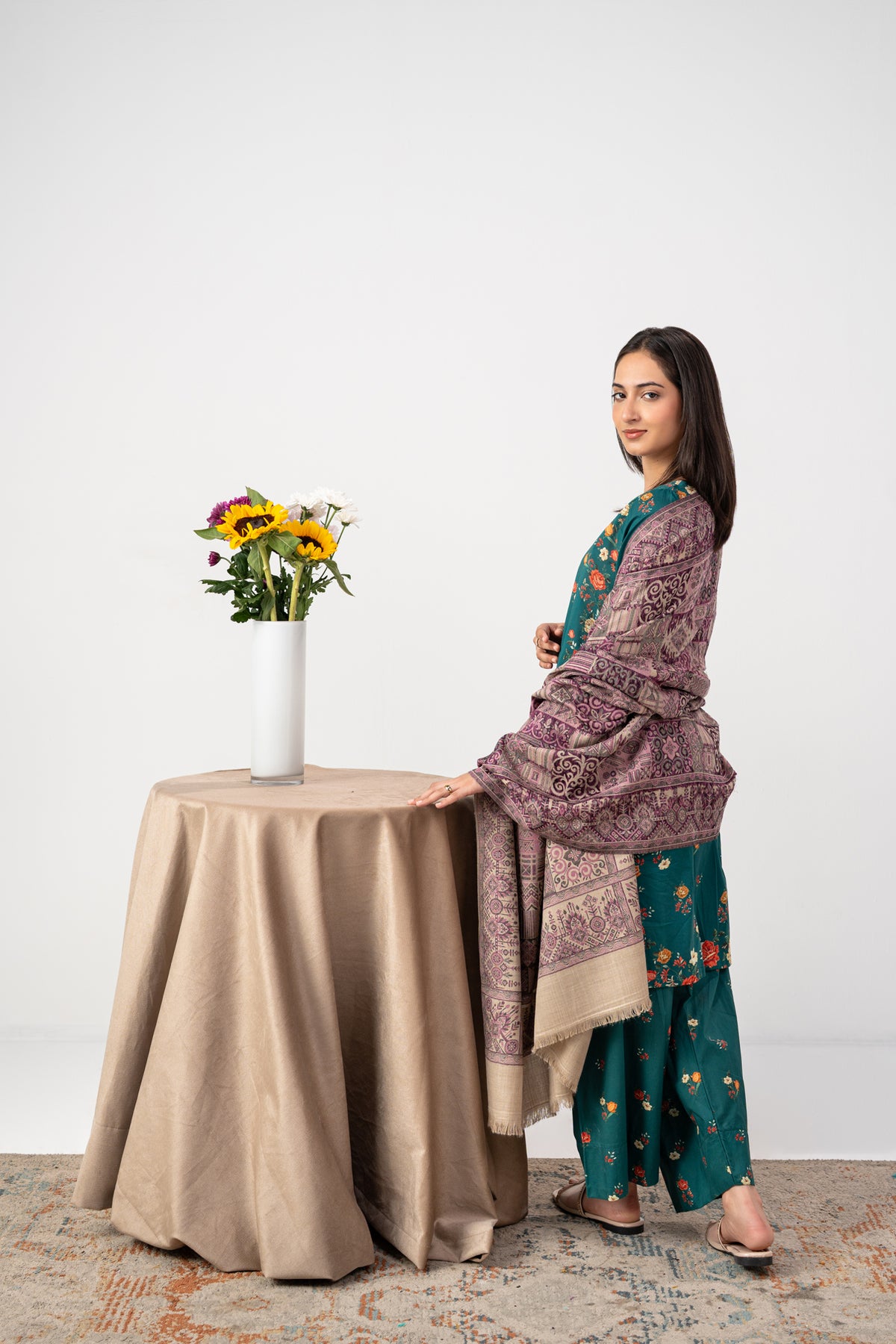 Dusty Mauve Pashmina Kani Shawl