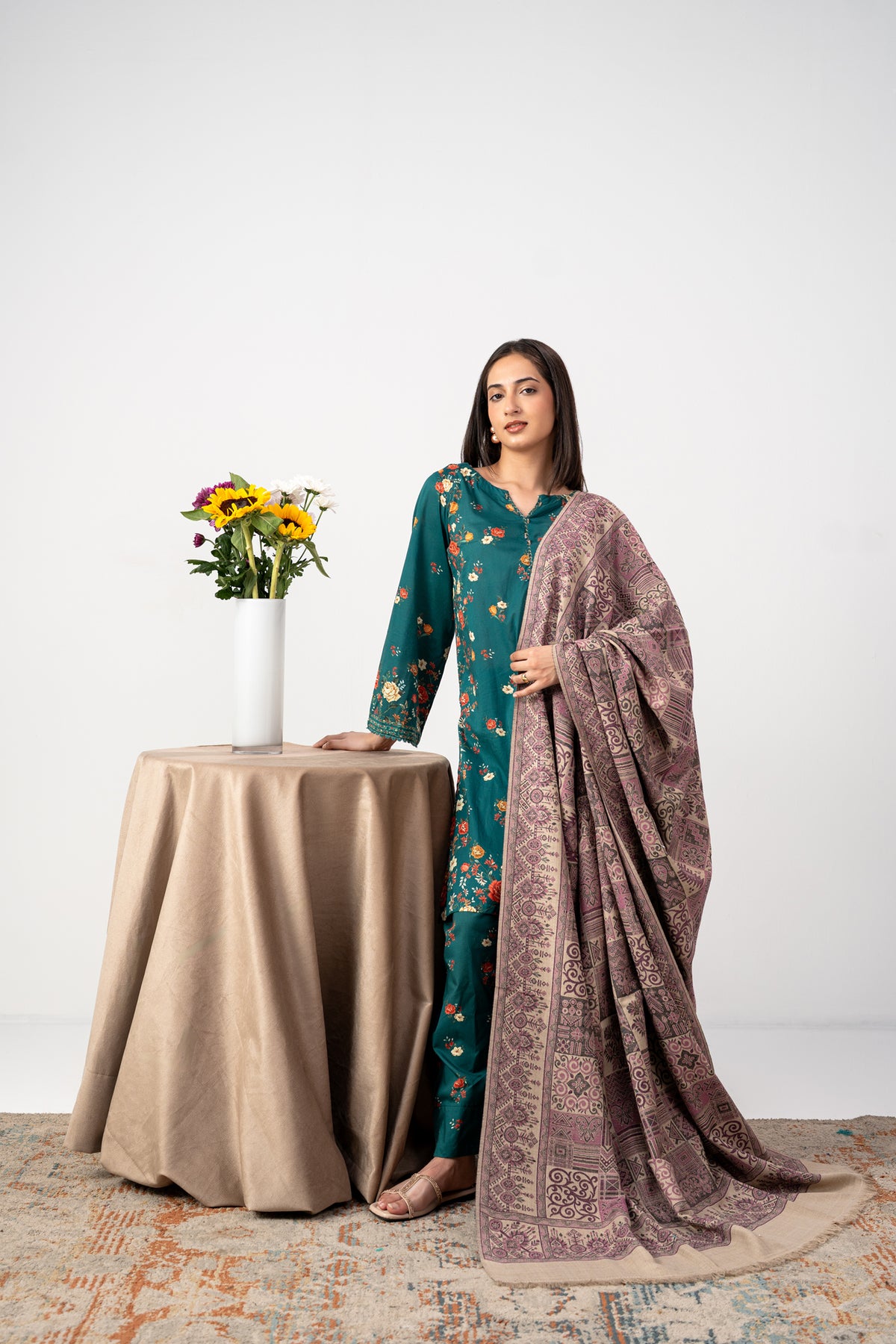 Dusty Mauve Pashmina Kani Shawl