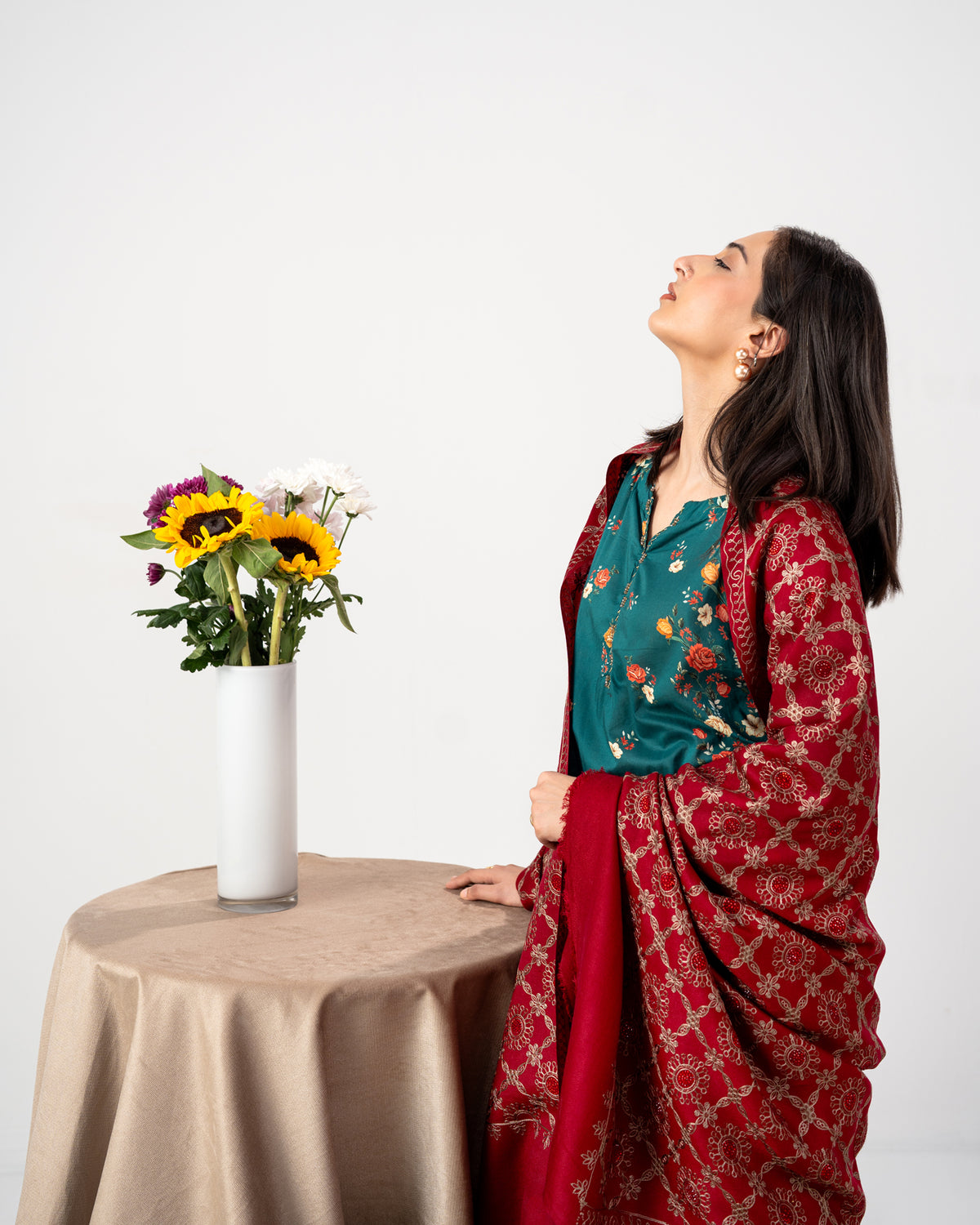 Gul-e-Shahnaaz Stone Embroidered Jaal Pashmina Shawl