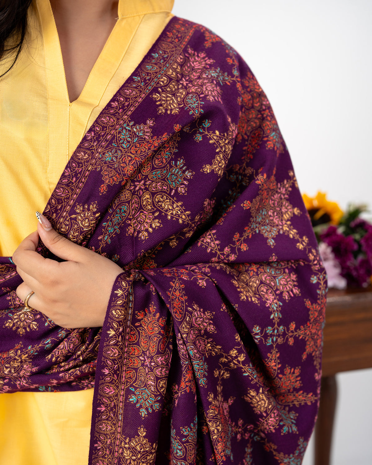 Nayab Sui Needle Handmade Jaal Pashmina Shawl