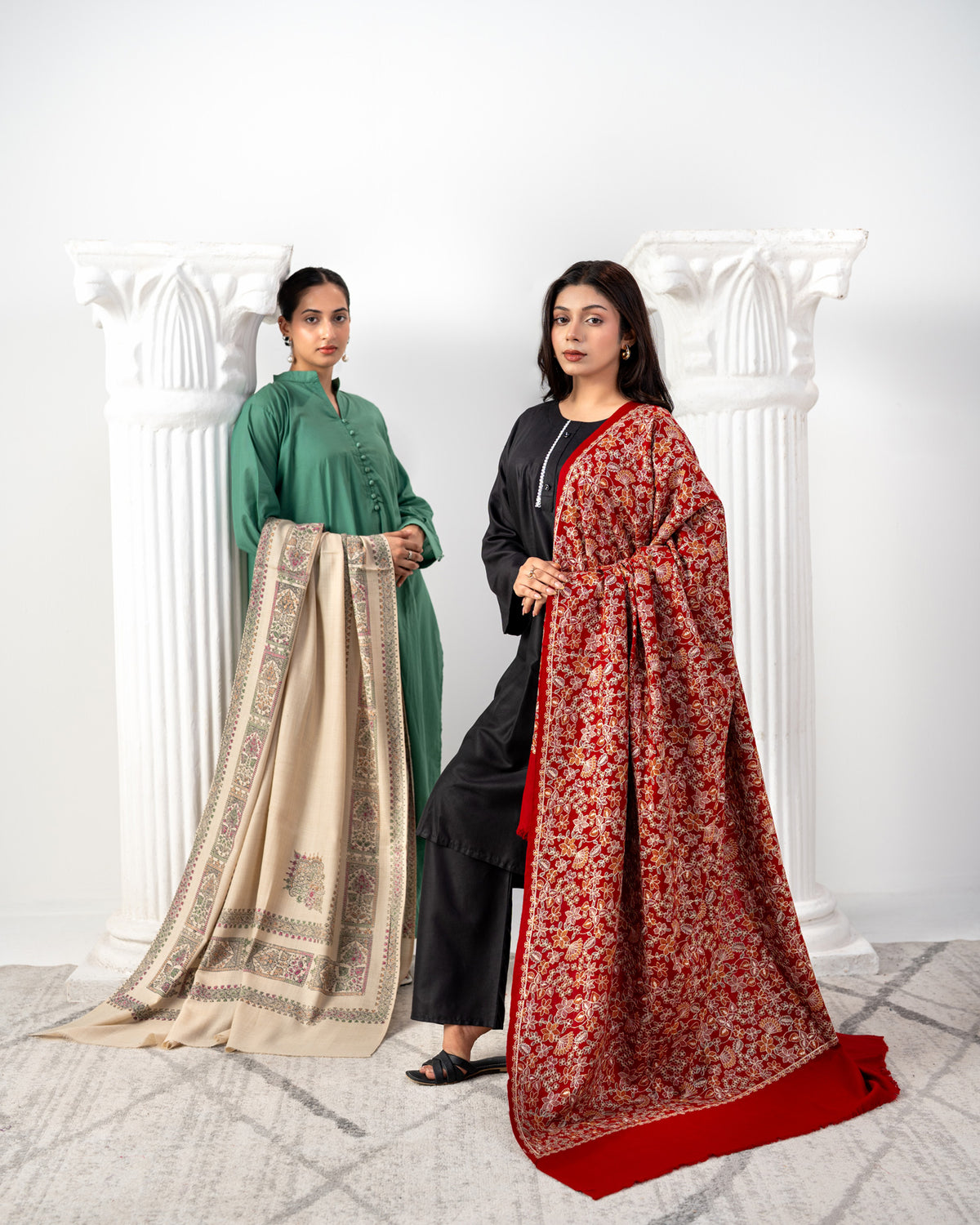 Nigaristan Handcrafted Sui Border & Motif Pashmina Shawl