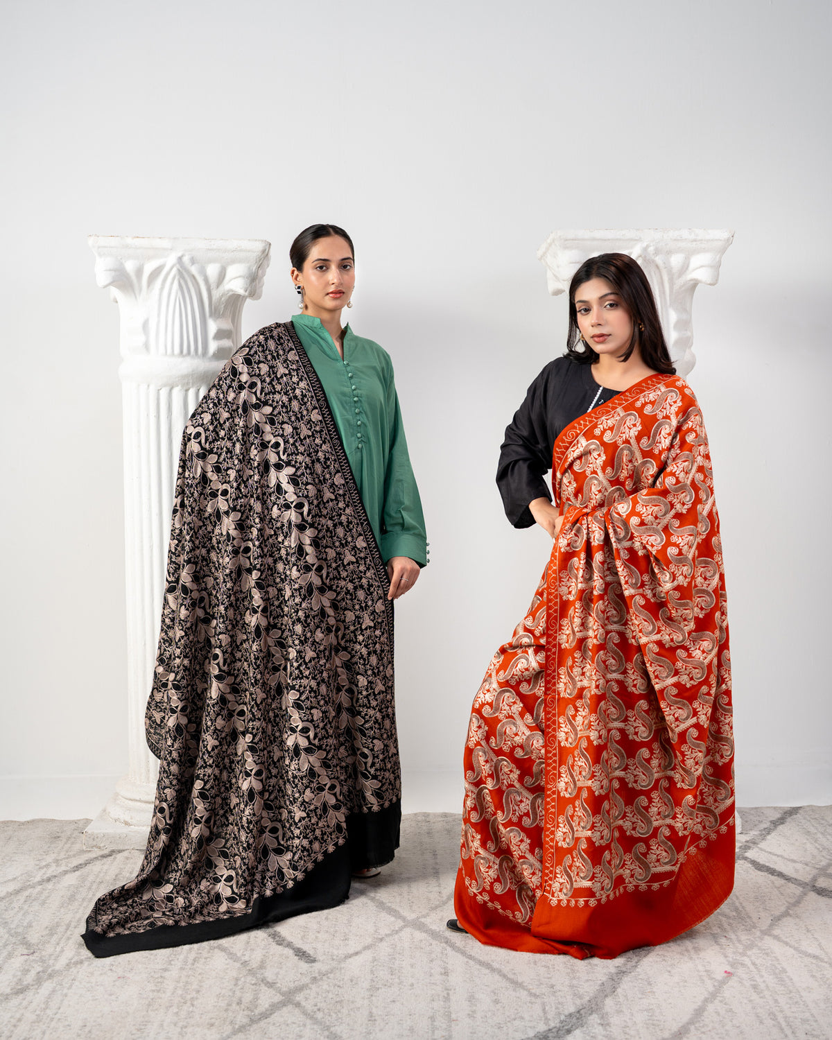 Naqqash Signature Floral Jaal Embroidered & Stonework Pashmina Shawl