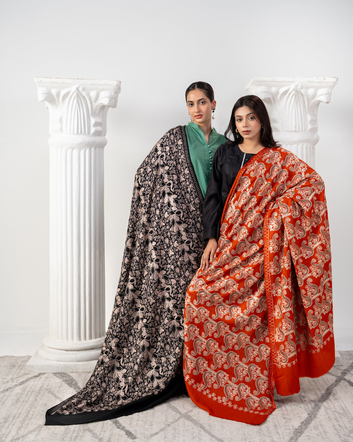 Naqqash Signature Floral Jaal Embroidered & Stonework Pashmina Shawl