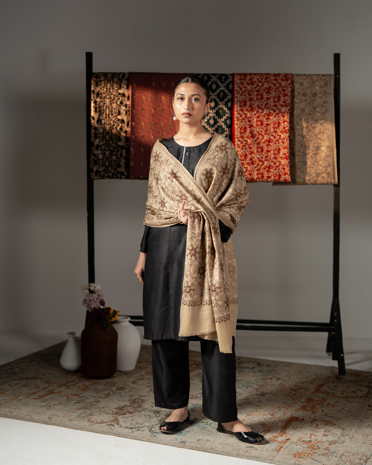Gulbari Luxury Full Floral Embroidered Pashmina Shawl