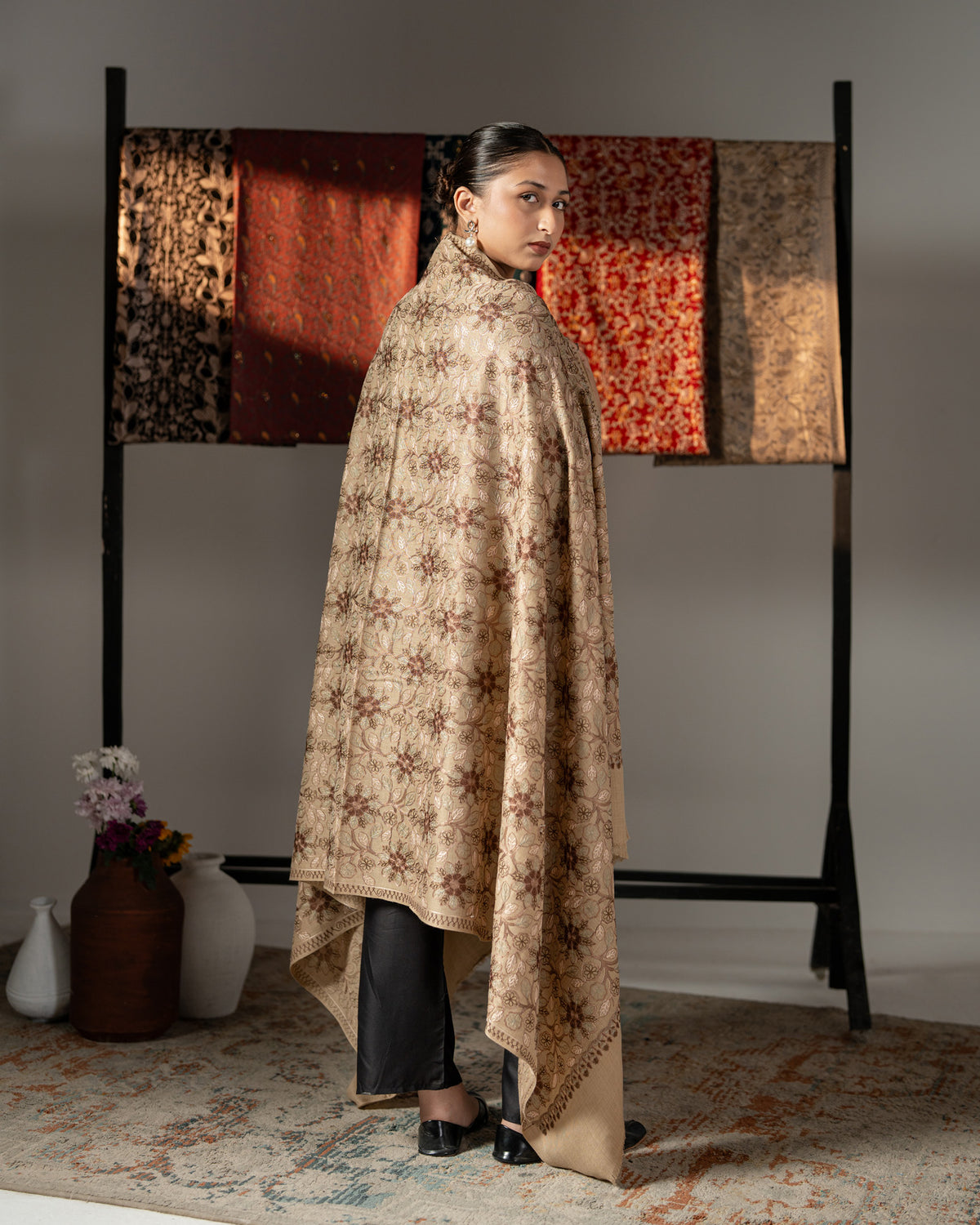 Gulbari Luxury Full Floral Embroidered Pashmina Shawl
