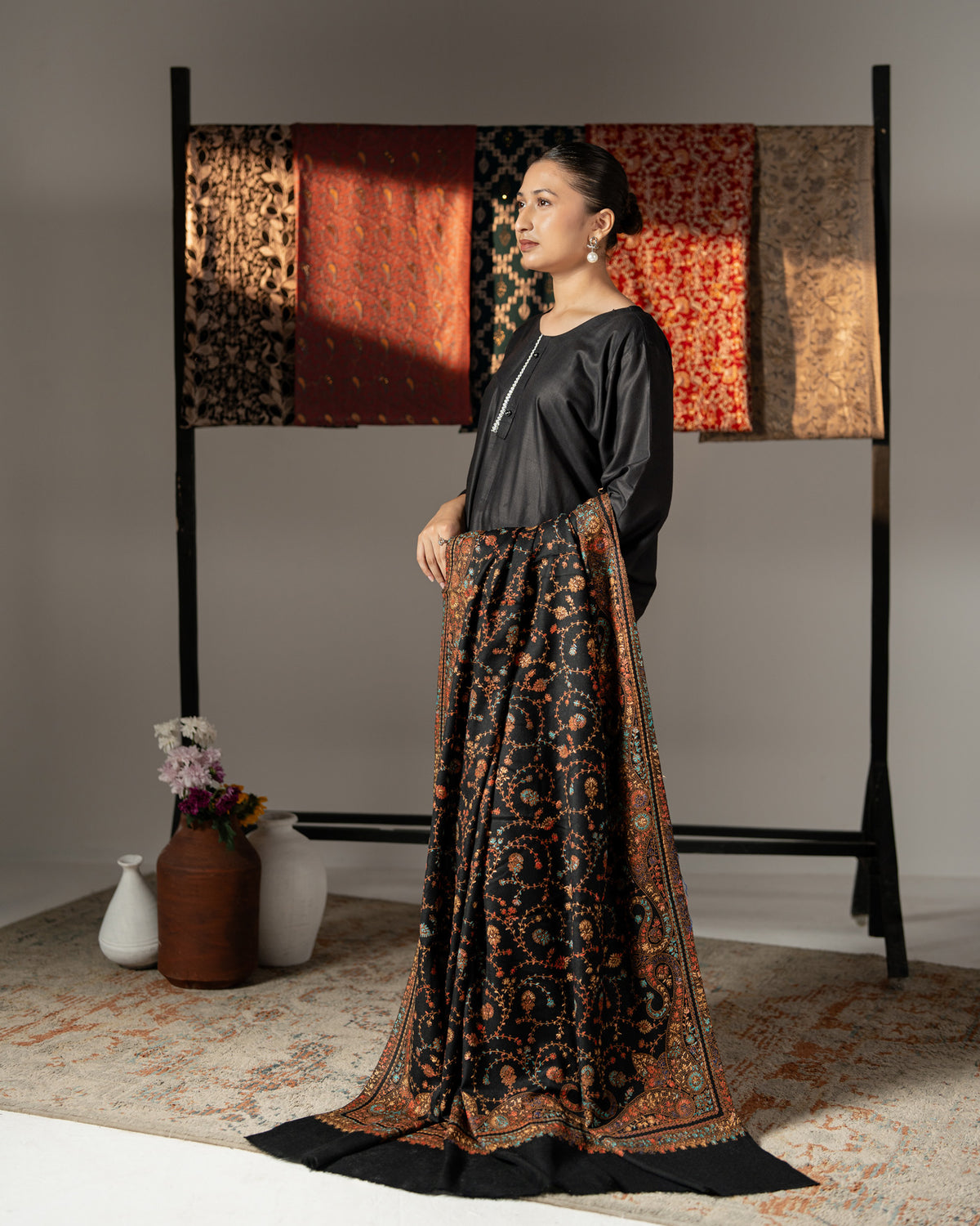 Tilsim-e-Gul Premium Handmade Needle Work Full Jaal Pashmina Shawl