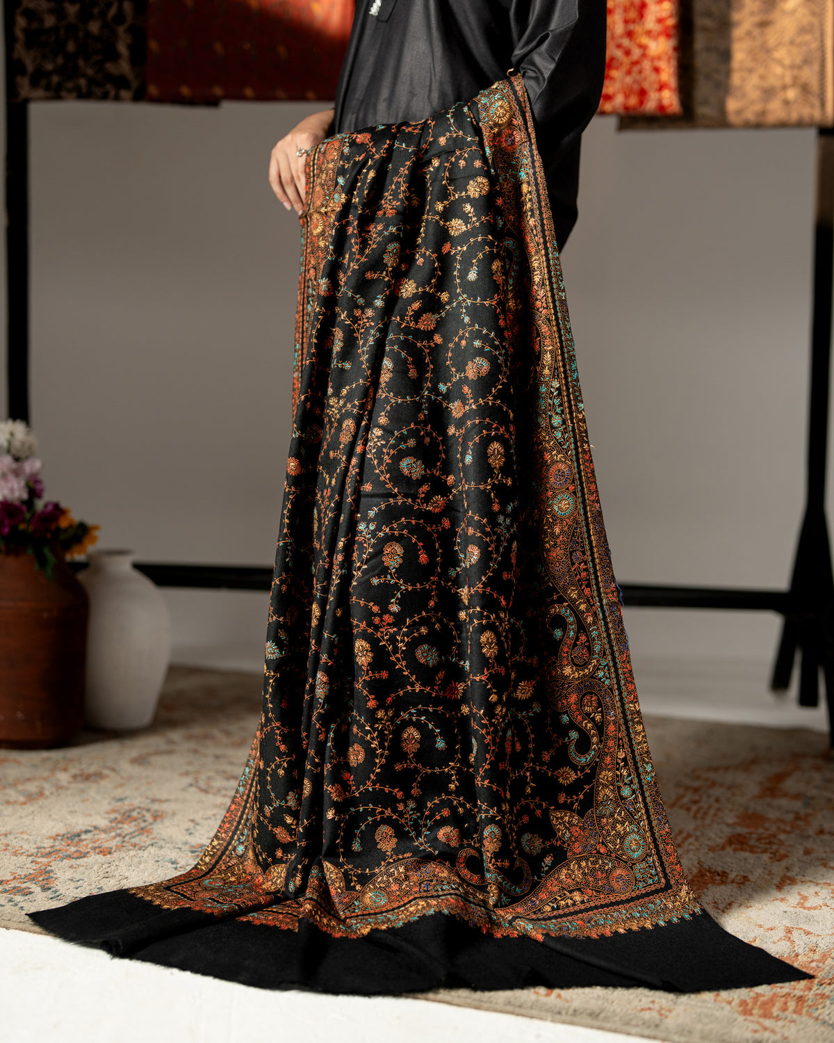 Tilsim-e-Gul Premium Handmade Needle Work Full Jaal Pashmina Shawl