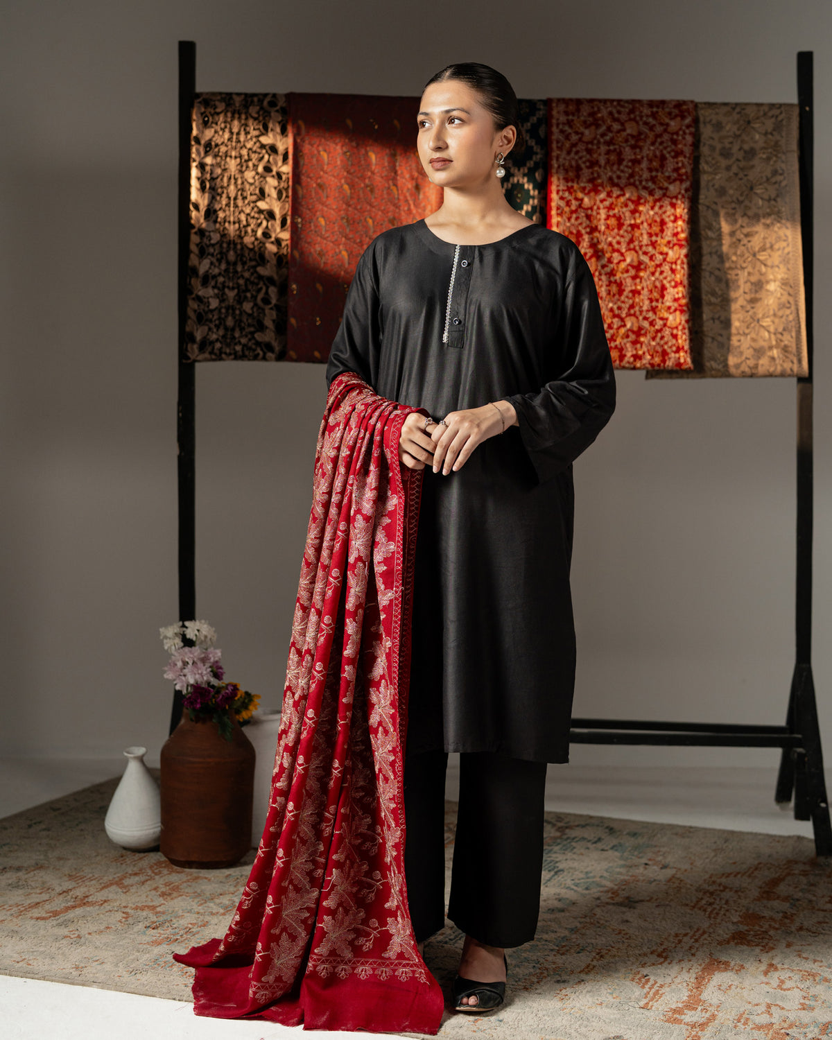 Zarveen Zari Embroidered Jaal Pashmina Shawl