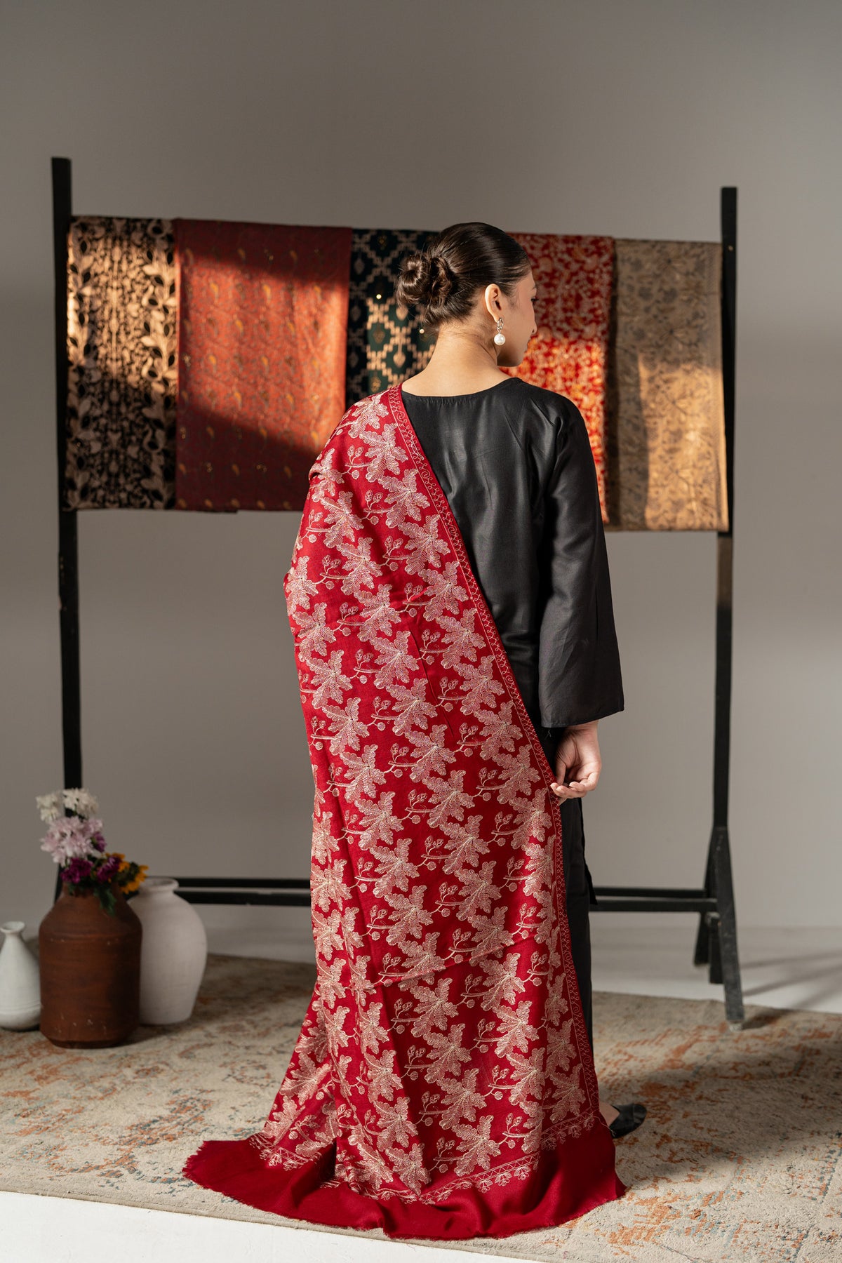 Zarveen Zari Embroidered Jaal Pashmina Shawl