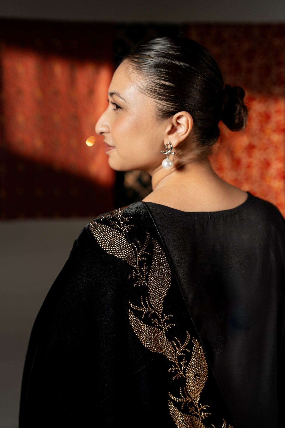 Rameen Bridal Velvet Shawl with Floral Stonework
