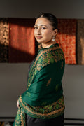 Abeer Floral Vine Border Embroidered Pashmina Shawl